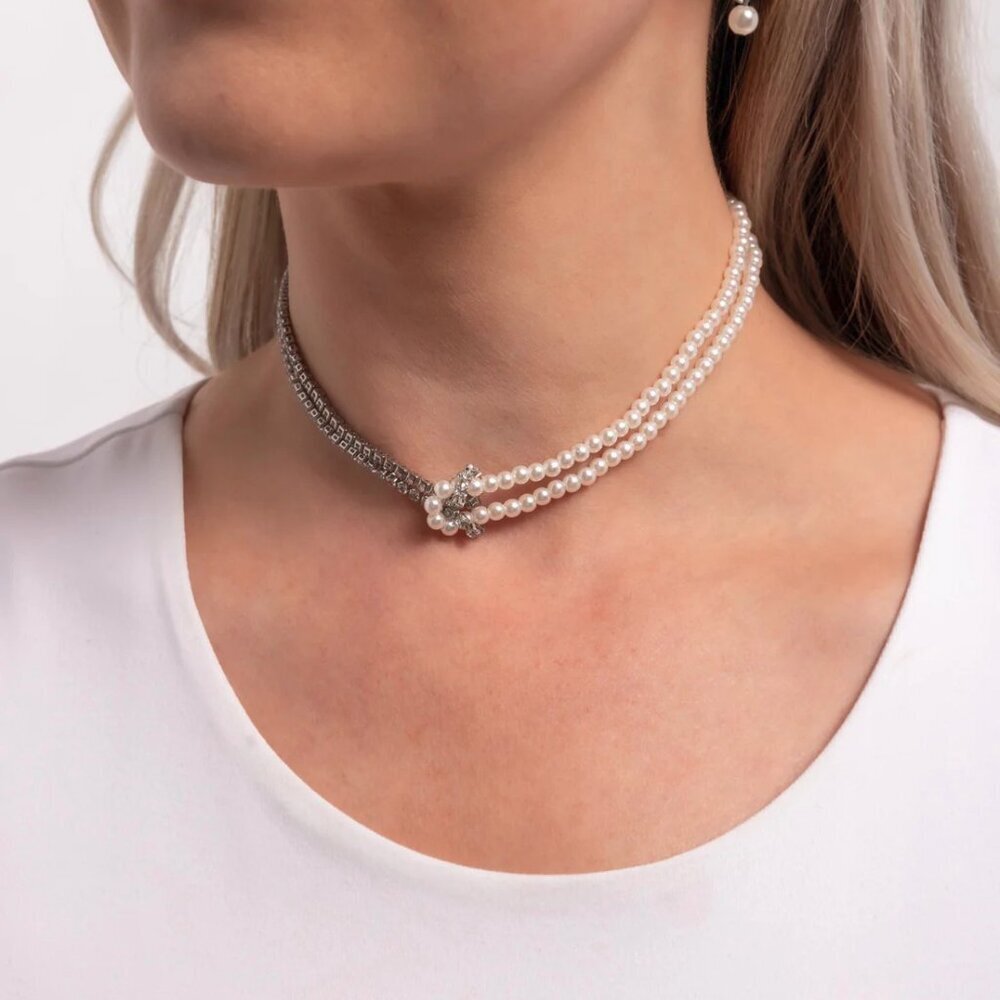 Paparazzi Jewelry Accessories - Twisted Twin - White Necklace - NEW!!